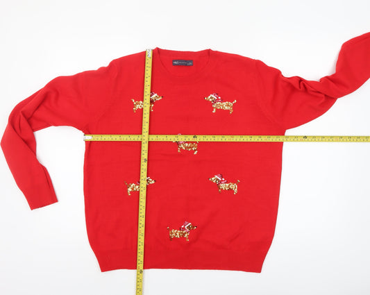 Womens UK Size L Marks and Spencer Red Pullover Jumper