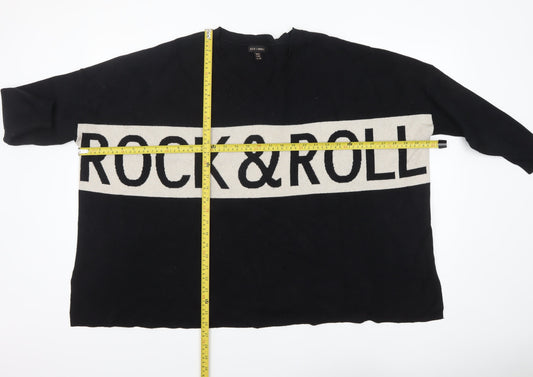 Womens UK Size M/L QED London Black Pullover Jumper