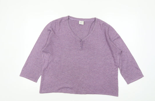 Womens UK Size 18 Eastex Purple Henley Jumper