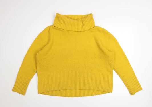 Rachel Zoe Women Yellow Roll Neck Wool Blend Jumper Size M