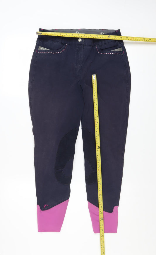 Womens UK Size 14 Performance Slim Fit Riding Blue Trousers