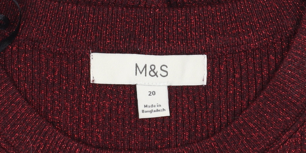 Womens UK Size 20 Marks and Spencer Red Pullover Jumper