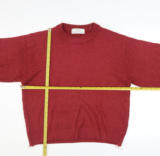 Mens UK Size S Marks and Spencer Red Pullover Jumper
