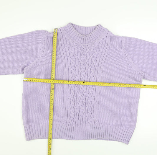 Marks and Spencer Women’s Purple Cable Knit Mock Neck Jumper Size 18