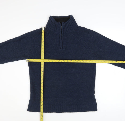 Next Men’s Blue Small 1/2 Zip High Neck Acrylic Wool Jumper