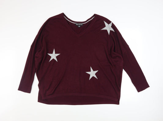 Womens UK Size L DKNY Jeans Red Pullover Jumper