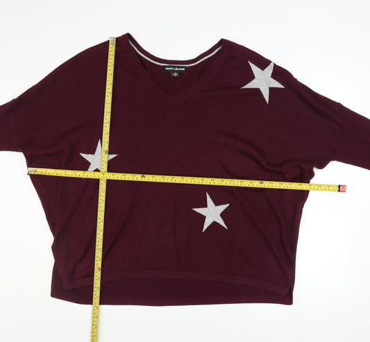 Womens UK Size L DKNY Jeans Red Pullover Jumper