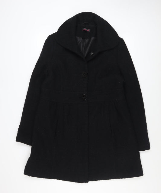 Womens UK Size 12 Red Herring Black Overcoat