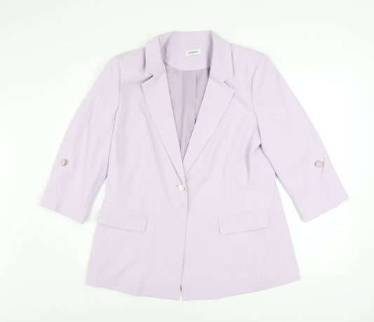 Damart Women's Purple Blazer UK 14 Regular Fit 3/4 Sleeve Jacket