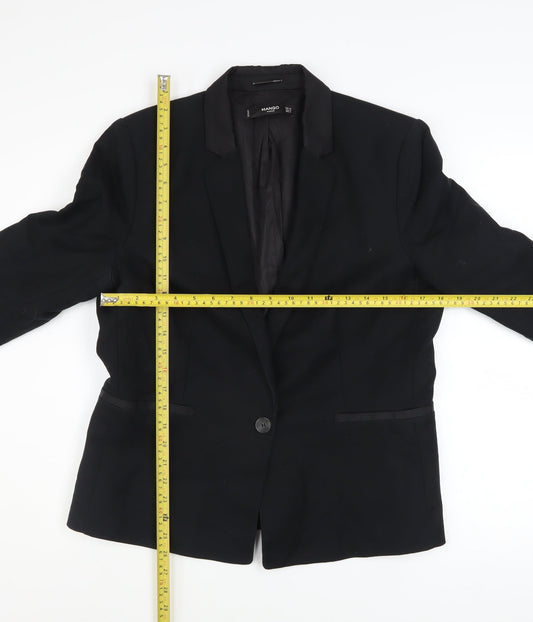 Mango Basics Women's Black Blazer UK 16 Single-Breasted Jacket