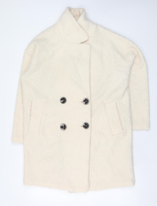 Womens UK Size 8 F&F Ivory Overcoat