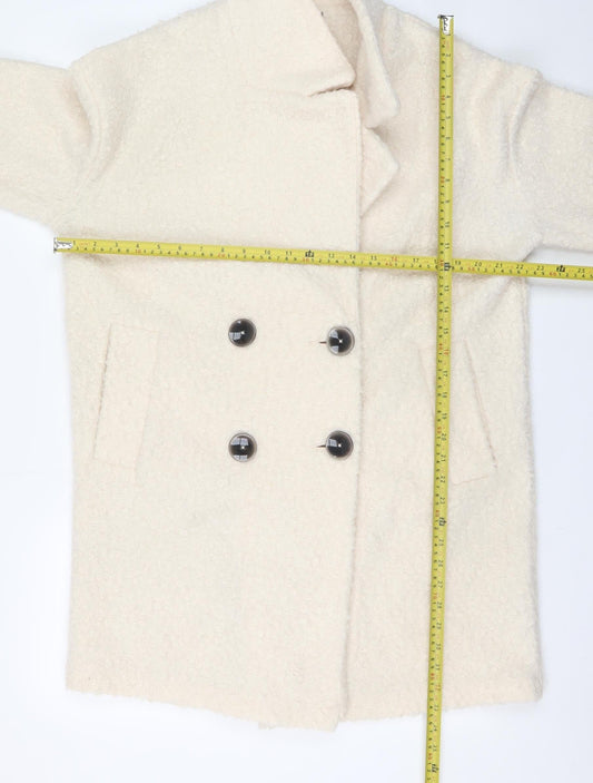 Womens UK Size 8 F&F Ivory Overcoat