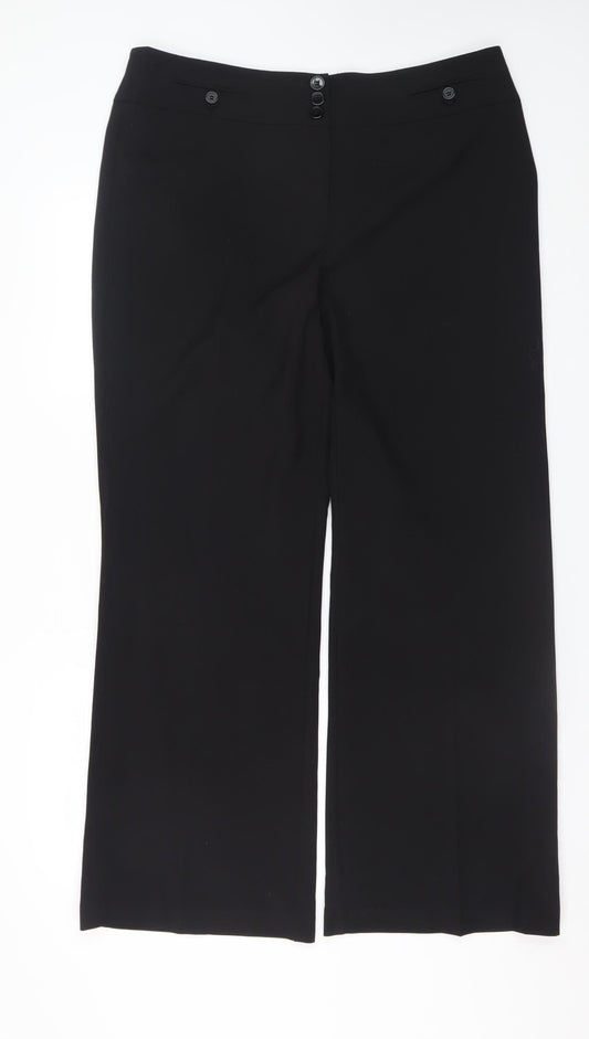 Womens UK Size 16 BHS Regular Fit Dress Pants Black Trousers