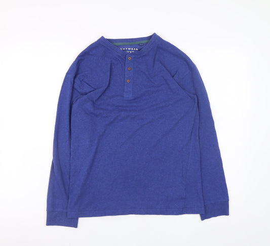 Next Boys Blue Henley Long Sleeve Pyjama Top 12 Years Cotton Blend