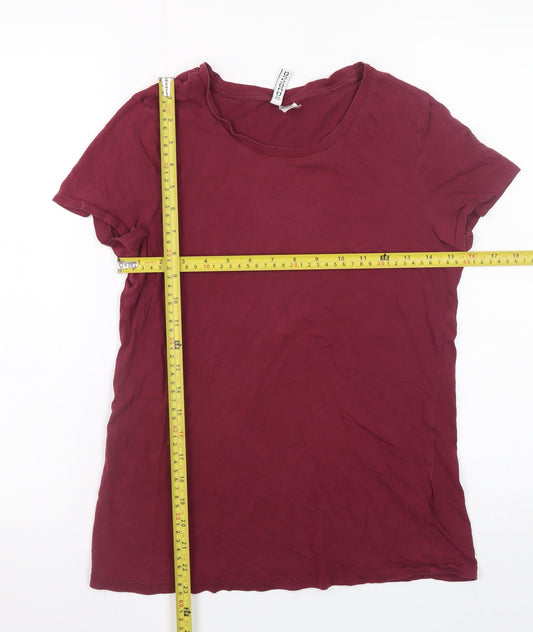Womens UK Size M H&M Red Basic T-Shirt