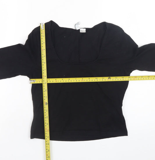 Womens UK Size 12 H&M Black Basic T-Shirt