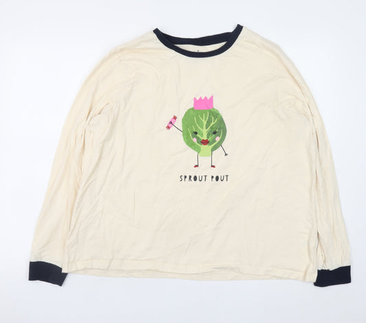 Womens UK Size XL Matalan Beige Ringer T-Shirt