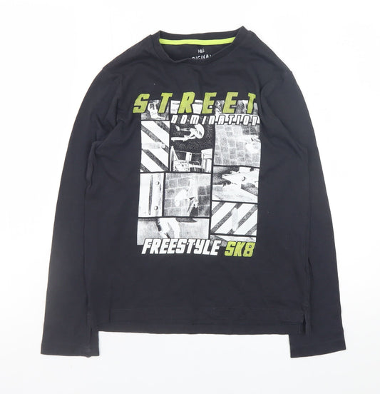 Boys UK Size 10-11 Years Marks and Spencer Black Basic T-Shirt