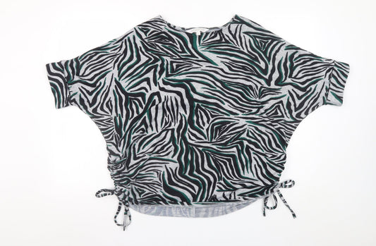 Apricot Womens Grey Zebra Print Dolman Sleeve Stretch Top Size 8