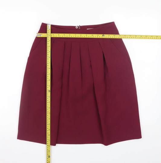 Womens UK Size 8 Papaya Pleated Twill Skirt