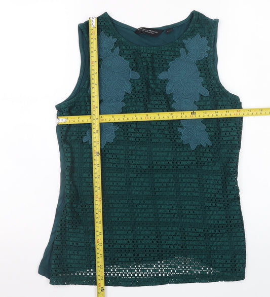 Dorothy Perkins Womens Green Sleeveless Lace Blouse UK 12