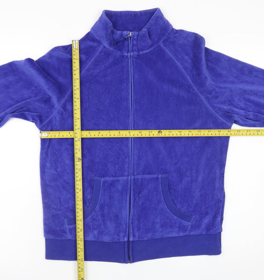 Marks and Spencer Women Blue Velour Full Zip Jacket UK 16