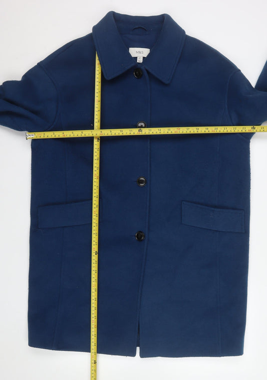 Womens UK Size 14 Marks and Spencer Blue Overcoat