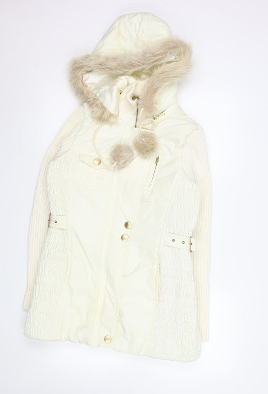 Womens UK Size 10 NEXT Ivory Parka Coat