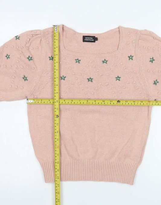 Womens UK Size S Monoprix Pink Pullover Jumper
