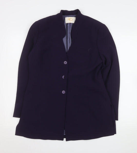 Country Casuals Women Purple Wool Blend Mid-Length Blazer Size 12