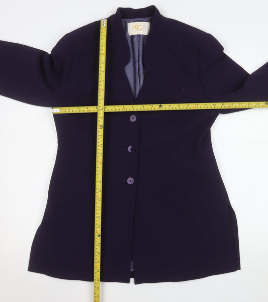 Country Casuals Women Purple Wool Blend Mid-Length Blazer Size 12