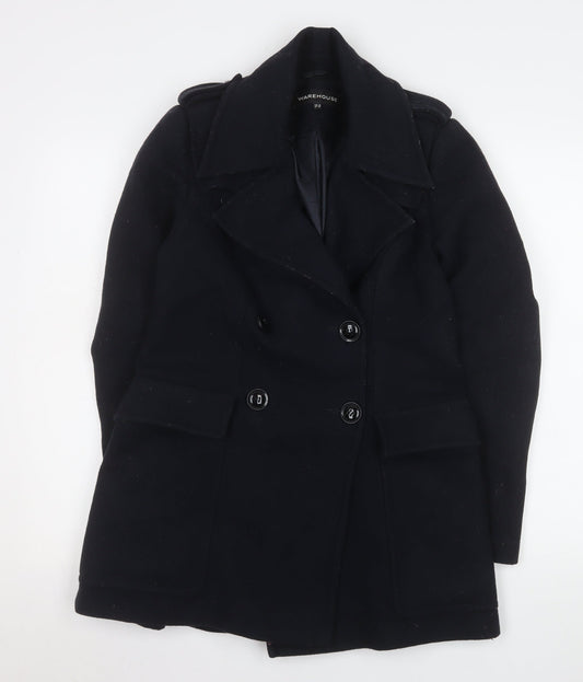 Womens UK Size 10 Warehouse Black Pea Coat