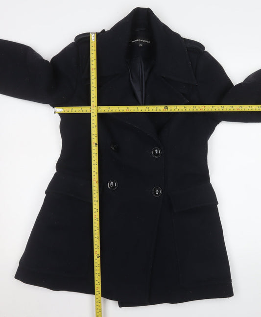 Womens UK Size 10 Warehouse Black Pea Coat