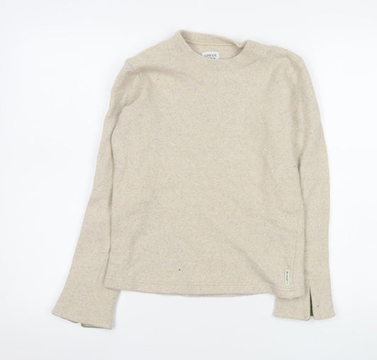 Additional front view of Armani Junior Beige Wool Crew Neck jumper L Teens
