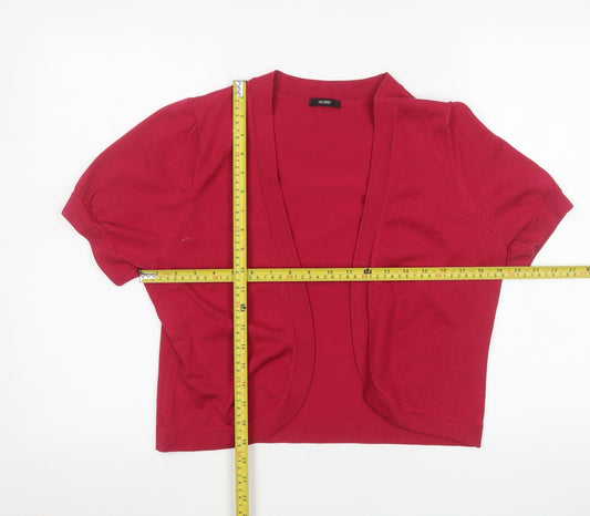 Hobbs Women's Red Silk Blend Short Sleeve Open Cardigan Size 16