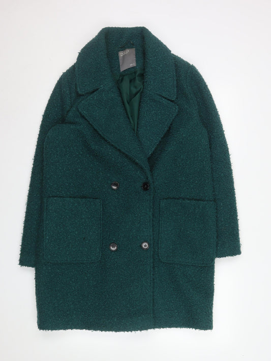 Papaya Women’s Green Bouclé Mid-Length Overcoat Size 12
