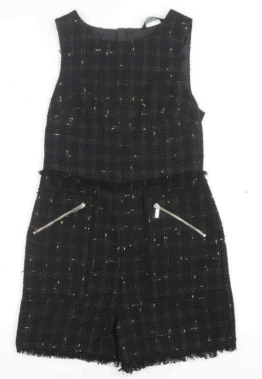 Womens UK Size 8 F&F One-Piece Black Playsuit