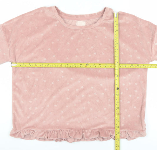 A La Mode Women's Pink Velour Star Pyjama Top Size 12
