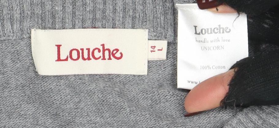 Womens UK Size 14 Louche Grey Pullover Jumper