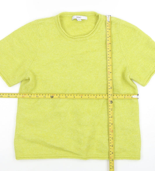 Next Womens Yellow Short Sleeve Cotton Blend Knit T-Shirt M