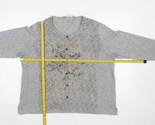 Womens UK Size 14 Bagoraz Grey Cardigan Jumper