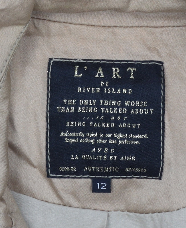 Womens UK Size 12 River Island Beige Trench Coat