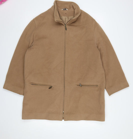 Klass Collection Women's Beige Fleece Mid-Length Zip Coat Size 16