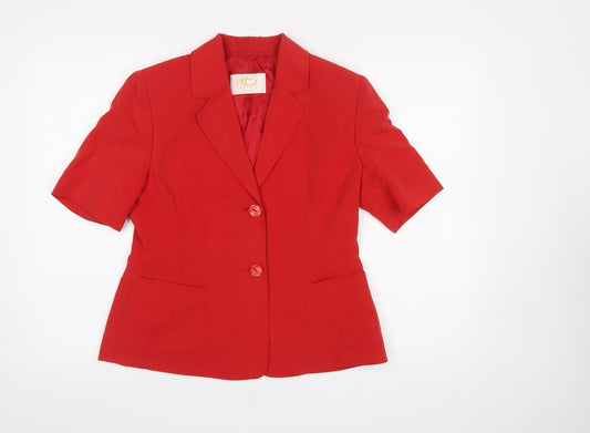 Country Casuals Red Petite Linen Blend Short Sleeve Suit Jacket Size 10