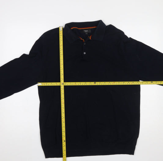 Mens UK Size XL NEXT Black Henley Jumper