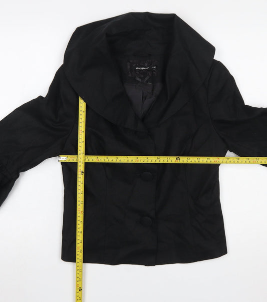 Atmosphere Women Black Size 12 Cropped Suit Jacket with 3/4 Sleeves