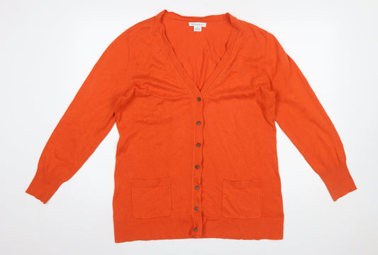 Womens UK Size XL Liz Claiborne Orange Cardigan Jumper