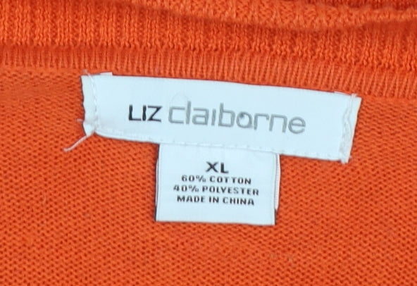 Womens UK Size XL Liz Claiborne Orange Cardigan Jumper