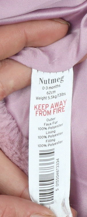 Nutmeg Baby Pink Faux Fur Hooded Coat 0-3 Months Winter Lined Jacket