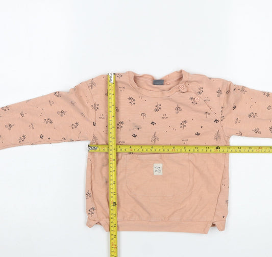 Next Girls Beige Floral Print Cotton Pullover Sweatshirt 5-6 Years